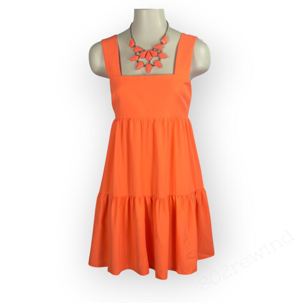 Amanda Uprichard Mitzi Mini Dress Babydoll Tank Orange Sorbet Crepe Pockets Sm